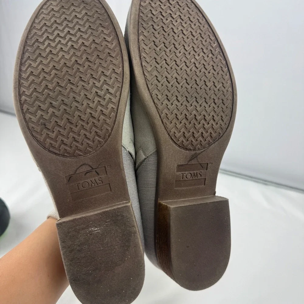 TOMS Women's Gray Suede Textile Block Heel Loafers Casual Office Shoes Size 12‎